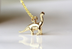 Kette Dinosaurier Sterlingsilber Gold Tierschmuck tierisches minimalistisches Geschenk für sie Frauen Schwester Freundin Mutter